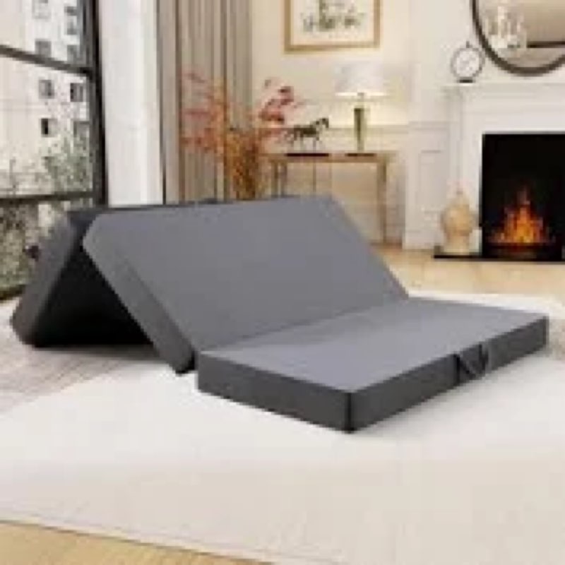 NLDD 6-inch Folding Mattress Full Size Futon Sofa Bed - Convertible Floor Bed & Sleeping Couch with 