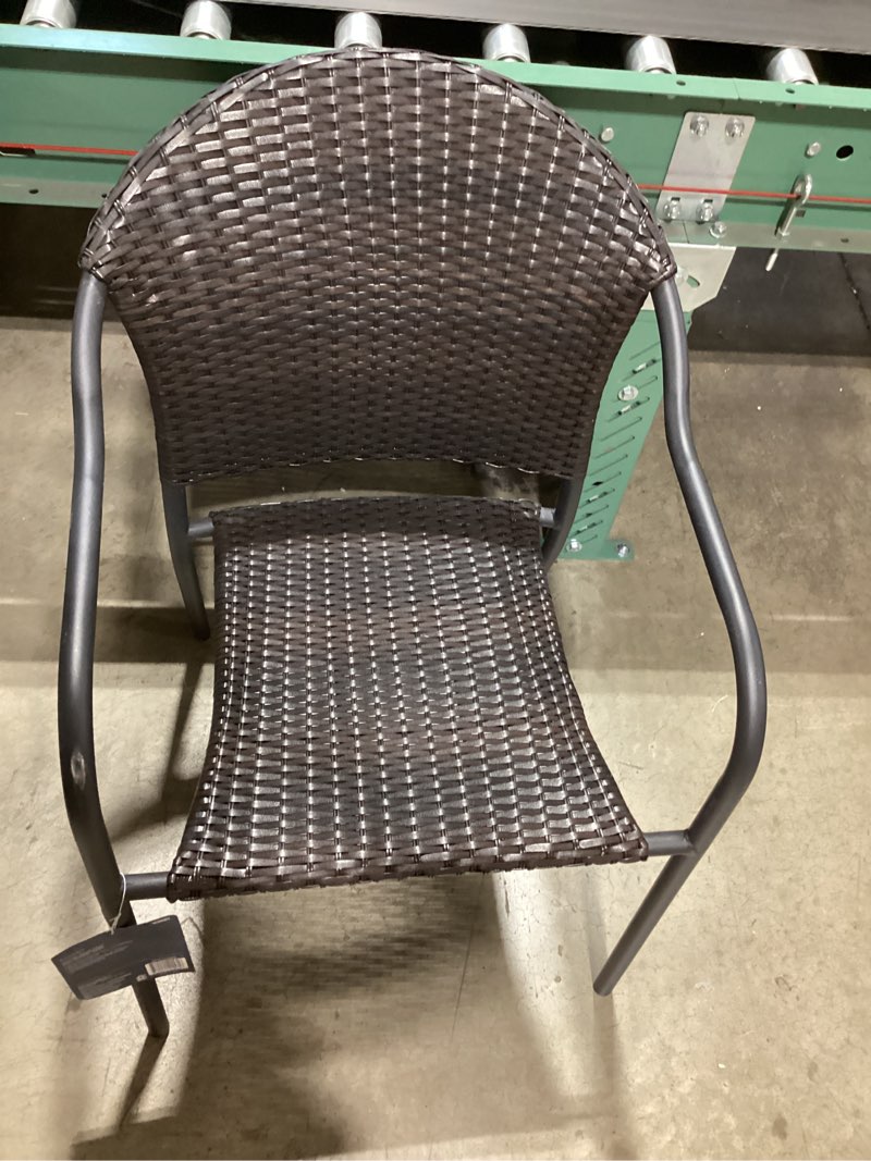 Condition photo showing Good Condition for style selections pelham bay wicker stackable matte black metal frame stationary dining chair(s) with woven seat