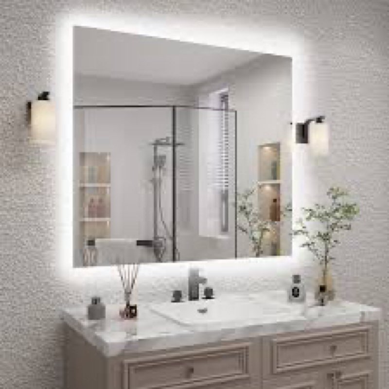 molly frameless anti-fog 3 colors dimmable led backlit wall bathroom vanity mirror