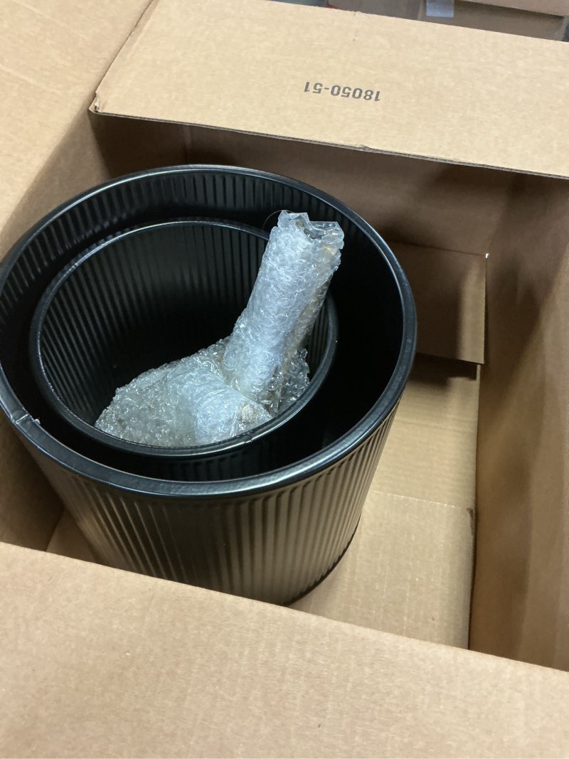 Condition photo showing Good Condition for ARNIS Modern Planter Pots, Set of 2 Round Large Planters with Stand, Decorative Planters, Metal Pots with Drainage Holes for Living Room, Office, Garden or Balcony, 8.25 &10.5 Inch, Black & Gold Black 8.25 &10.5