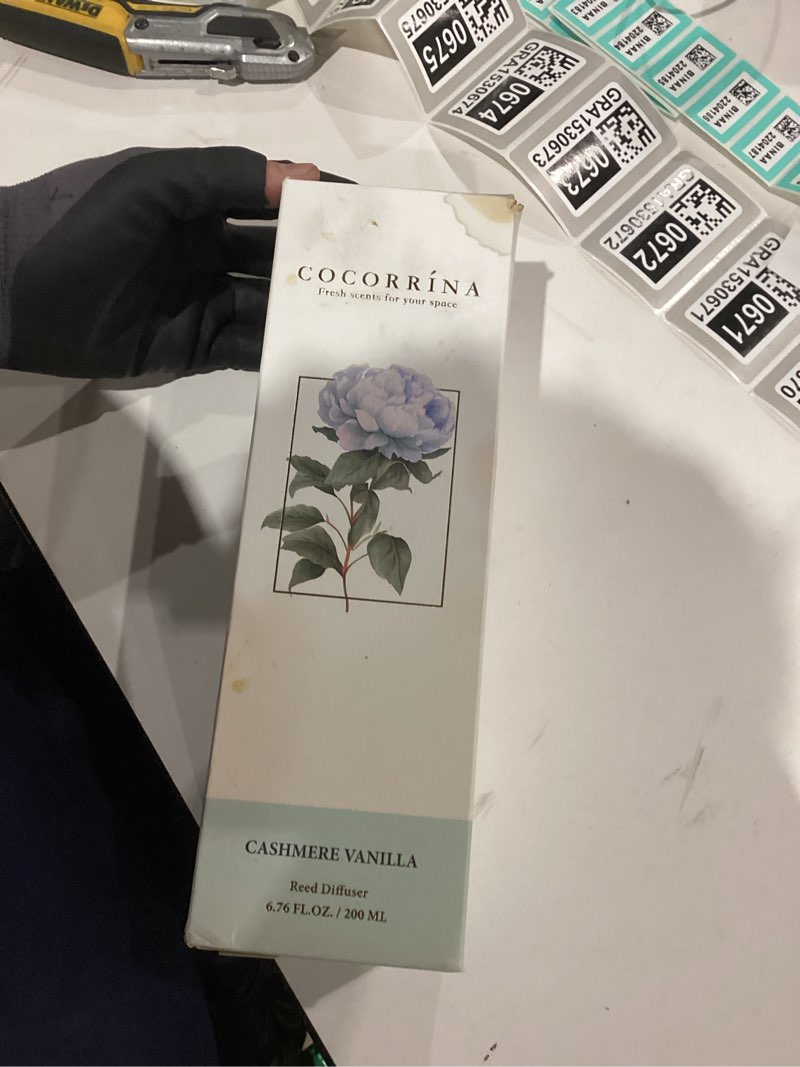 Condition photo showing New/Like New for cocorina reed diffuser set, flower reed diffuser cashmere vanilla, scented diffuser with sticks home fragrance essential oil for bathroom shelf decor, living room, large room, rose/6.7 ounce/1pack cashmere vanilla - rose 6.7 ounce/1pack