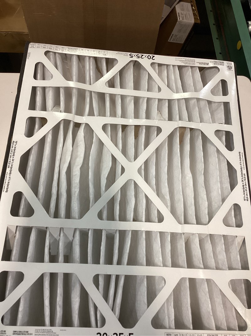 Condition photo showing As Is for Similar Filtrete 20x25x5 AC Furnace Air Filter, MPR 1550, MERV 12, Fits Trion AirBear, CERTIFIED Asthma & Allergy Friendly, Electrostatic Air Cleaning Filter, 1-Pack (actual size 19.56 x 24.13 x 4.75) 4.7\" x 24.2\" x 19.6\"