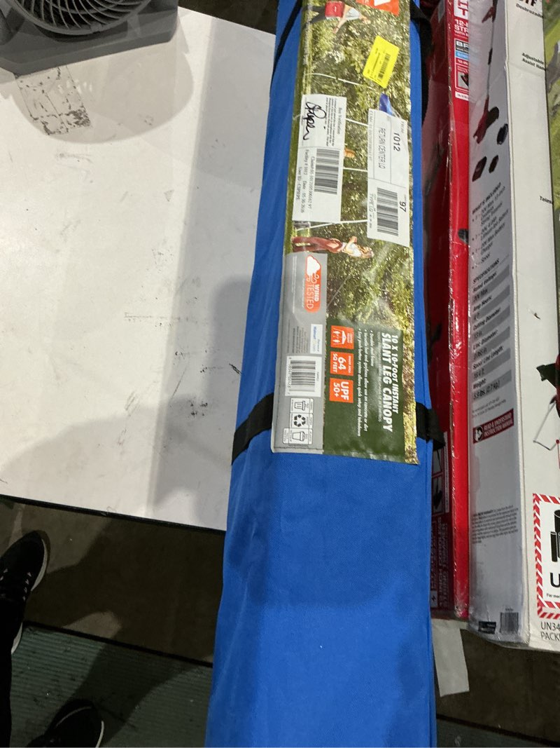 Condition photo showing New/Like New for ozark trail 10' x 10' instant slant leg pop-up outdoor canopy, blue
