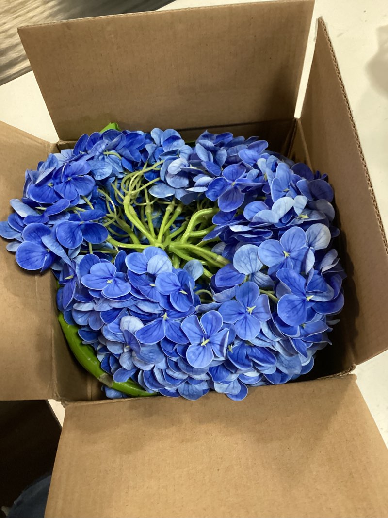 Condition photo showing New/Like New for artflower 4pcs real touch hydrangea artificial flowers, 22.5'' dark blue full latex faux hydrangea flowers for home floral arrangements wedding bouquets kitchen table centerpiece decorations dark blue 4 pcs