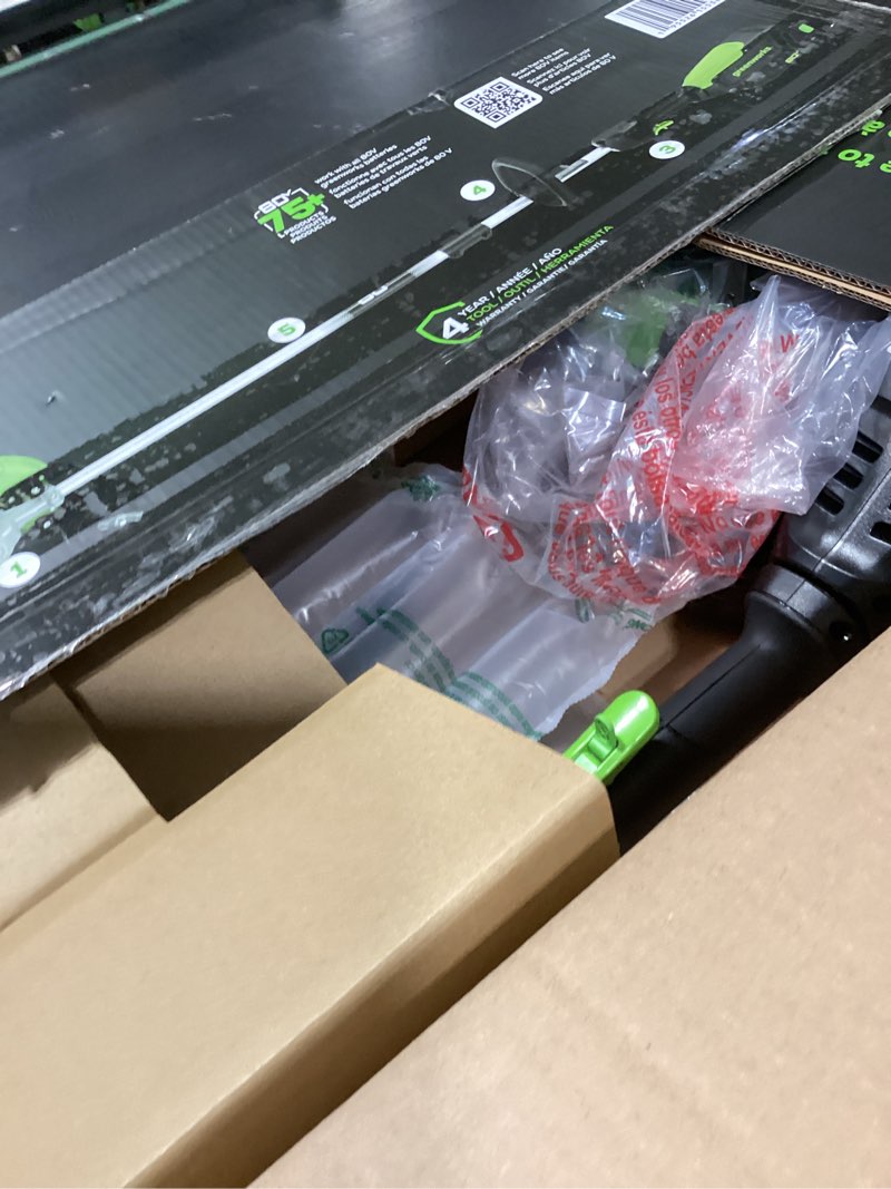 Condition photo showing New/Like New for greenworks 80v all-terrain brushless edger, 8" steel blade, 2.25" pro depth & tool-free adjust, 27cc gas power equivalent, battery and charger not included 8" edger new