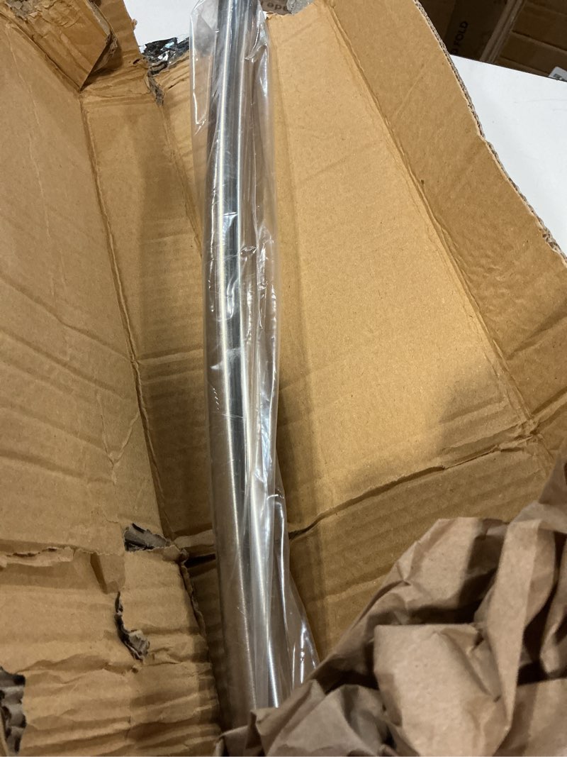 Condition photo showing Good Condition for mcrbeay curved shower curtain rod, adjustable 40-72 inches extra wide curved shower rods for bathroom, stainless steel round shower curtain rod for bathtub, rustproof, silver