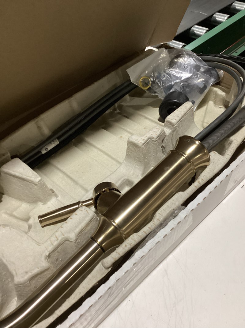 Condition photo showing As Is for Delta Renaldi Kitchen Faucet with Pull Down Sprayer, Gold Kitchen Sink Faucet, Delta ProClean Kitchen Faucet, Pull Down Kitchen Faucet, Lumicoat Champagne Bronze 9184-CZ-PR-DST Lumicoat Champagne Bronze Standard Activation