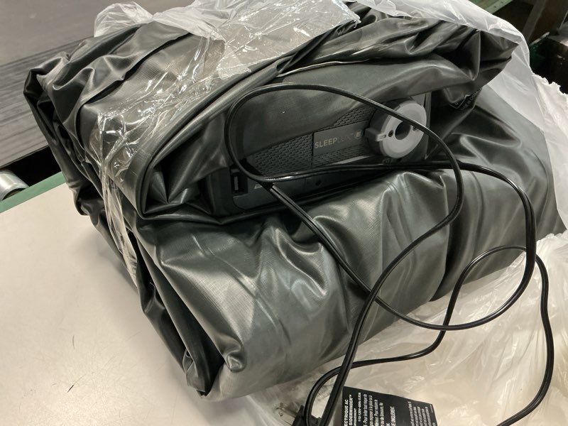 Condition photo showing As Is for SLEEPLUX Durable Inflatable Air Mattress with Built-in Pump, Pillow and USB Charger, 22" Tall Queen Queen 22"