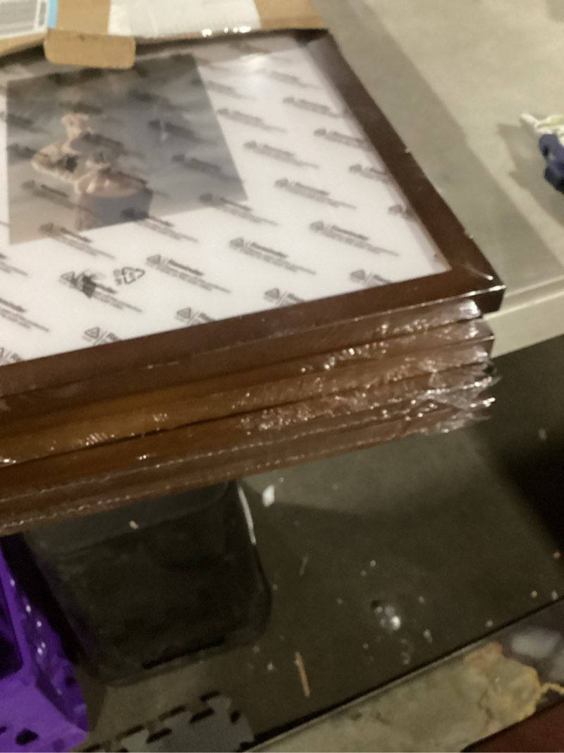 Condition photo showing Good Condition for KINLINK 11x14 Picture Frame Brown, Solid Wood Frames with Acrylic Plexiglass for Pictures 5x7/8x10 with Mat or 11x14 without Mat, Tabletop and Wall Display, Set of 4 Brown 11x14