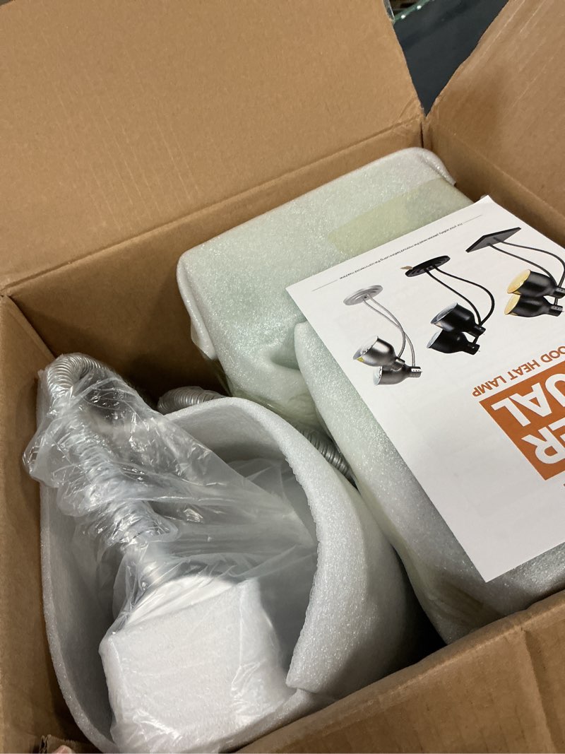 Condition photo showing Good Condition for Food Heat Lamp: [Rapid-Heating Bulbs Included] [Steady Heating] Commercial Food Warmer Lamp, Electric Heat Lamp for Food Catering Food Warming Lamp for Buffet Parties (Painted Silver, 32" (2-Head)) Painted Silver 32" (2-Head)