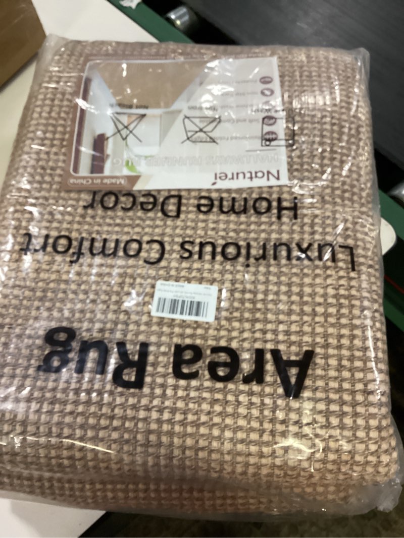 Condition photo showing New/Like New for kitchen runner rugs non slip washable, 6x9 ft kitchen mats for floor, woven cotton soft area rugs for entryway, kitchen sink, bedroom, laundry room 9' x 6' (rectangular) orange/tan/brown