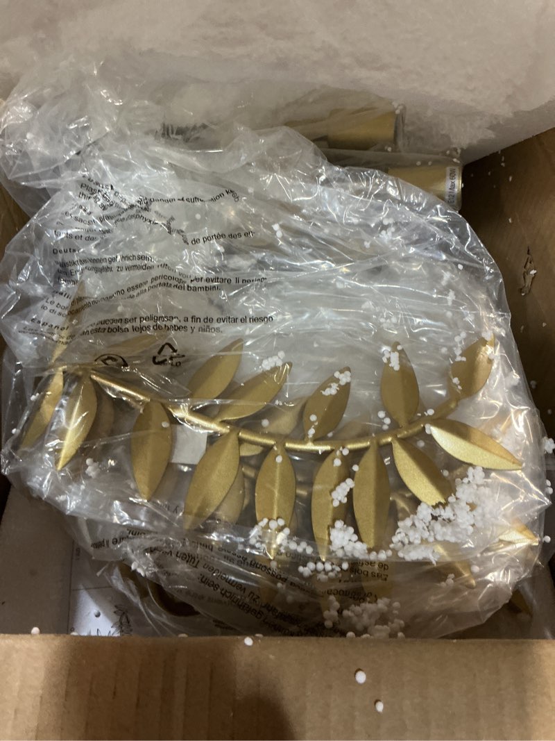 Condition photo showing Good Condition for tochic semi flush mount ceiling light, 5-light modern gold leaf chandelier, 23.2" d farmhouse close to ceiling light fixture entryway flush mount for bedroom dining room living room kitchen foyer