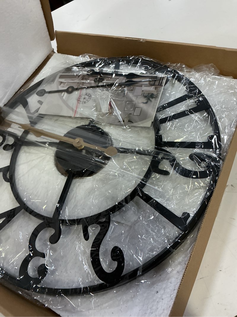 Condition photo showing Good Condition for large wall clock for living room decor - 40cm/ 16 inches silent non-ticking metal wall clocks battery operated, vintage decorative modern wall clock for bedroom, office, farmhouse decor black - arabic numerals 40cm