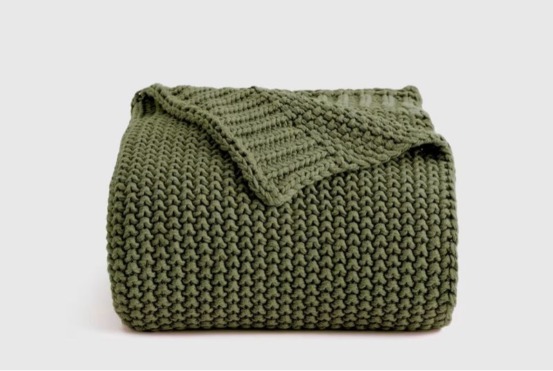quince cotton fisherman throw olive 50x60