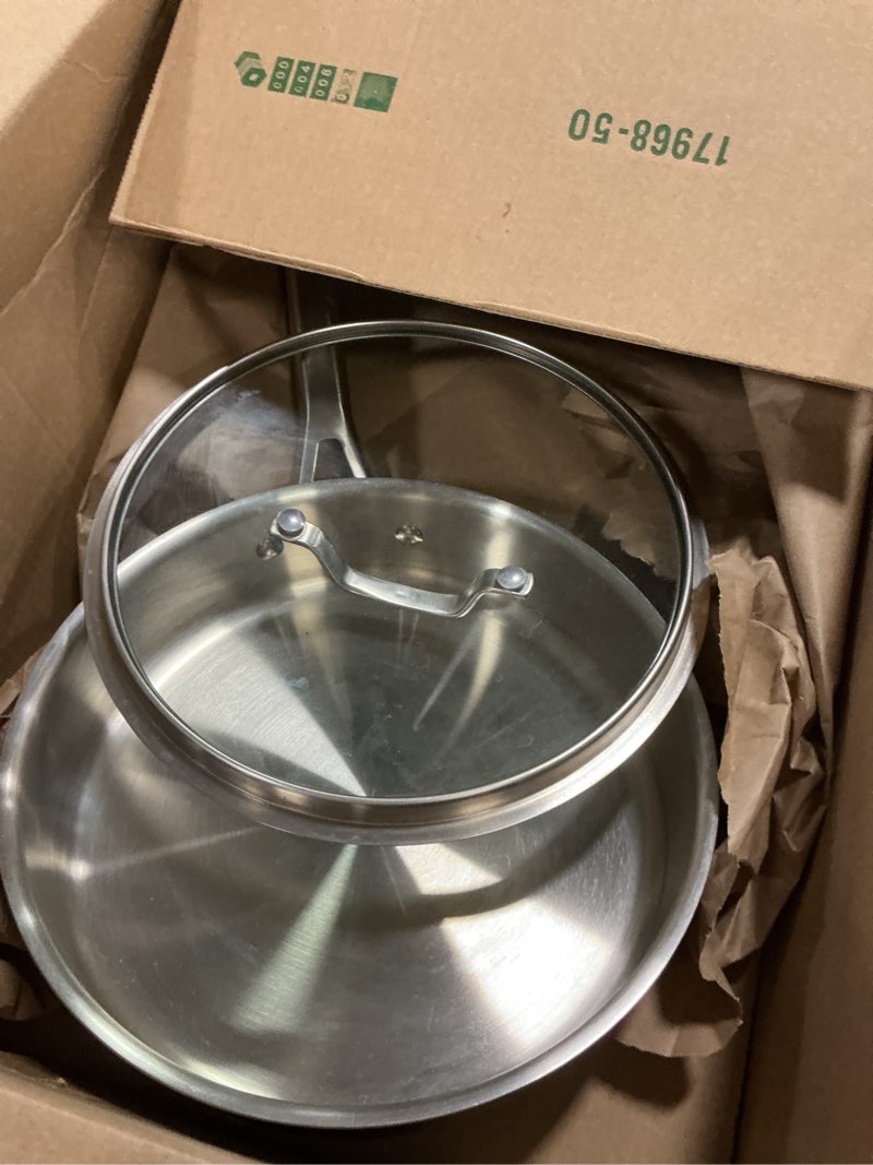 Condition photo showing As Is for Calphalon Stainless Steel 3-Qt Sauté Pan with Lid 3Qt Sauté Pan with Lid