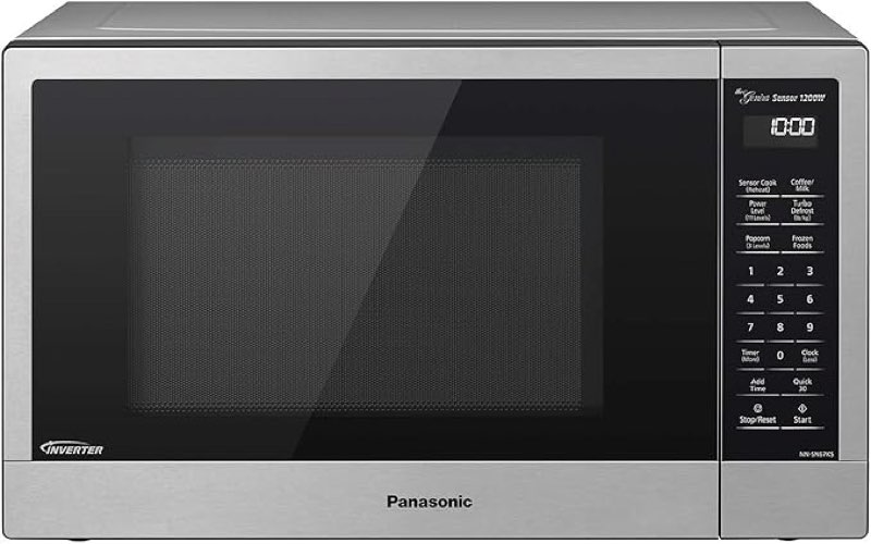Panasonic Compact Microwave Oven with 1200 Watts of Cooking Power, Sensor Cooking, Popcorn Button, Quick 30sec and Turbo Defrost - NN-SN67KS - 1.2 Cubic Foot