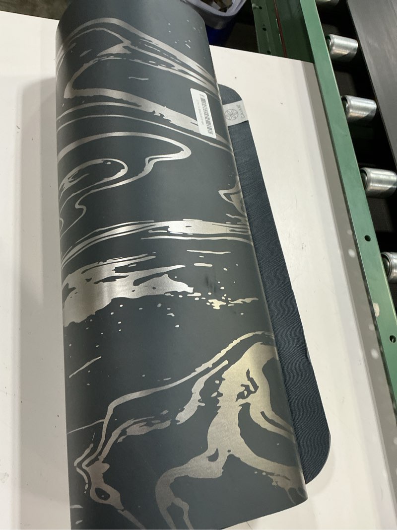 Condition photo showing As Is for gaiam dry-grip yoga mat - 5mm thick non-slip exercise & fitness mat for standard or hot yoga, pilates and floor workouts - cushioned support, non-slip coat - 68 x 24 inches marbled