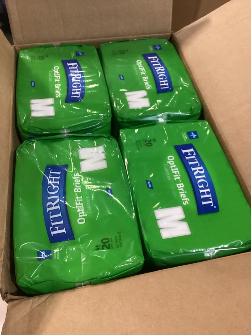 Condition photo showing New/Like New for FitRight OptiFit Briefs  Ultra Absorbency  Disposable Adult Briefs with Tabs  Medium  32 -44   80 Count