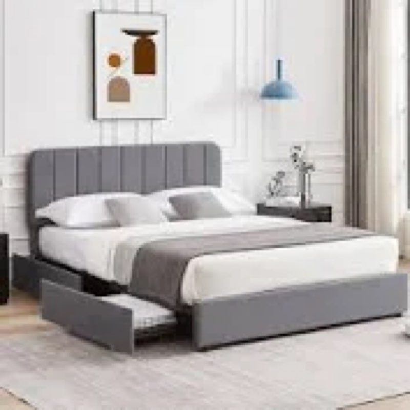 huntsville bed frame with 4 storage drawers velvet upholstered platform bed adjustable headboard