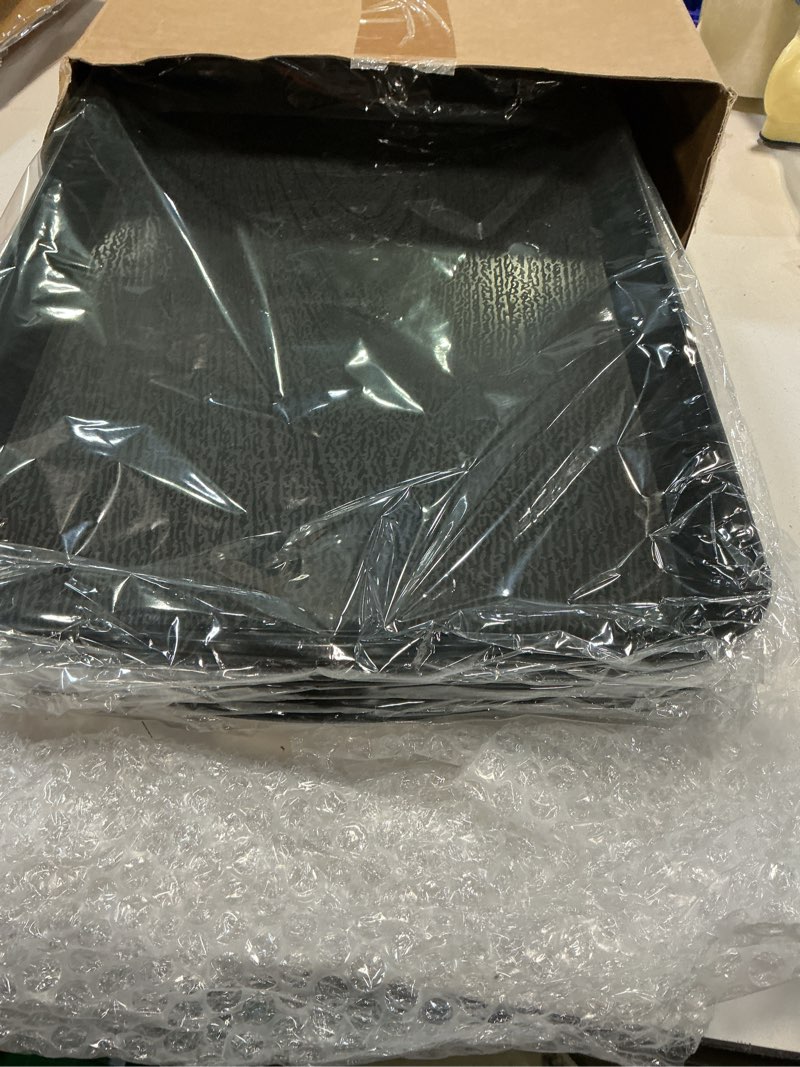 Condition photo showing New/Like New for 6 Pcs Serving Trays with Handles Trays for Eating 16 x 11 Inch Multi Purpose Plastic Tray Rectangular Anti Skid Decorative Food Tray for Restaurant Breakfast Countertop Party Kitchen (Black)