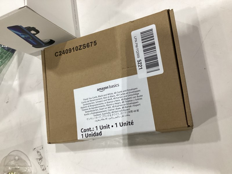 Condition photo showing New/Like New for Amazon Basics Thank You Cards and Envelopes, 48 Count, Black and White