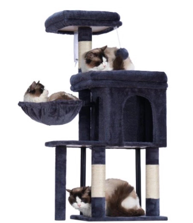 Hey-brother Cat Tree Tower, Scratching Posts with Cozy Condo, Padded Bed, Hammock, Plush Perch, Sisa