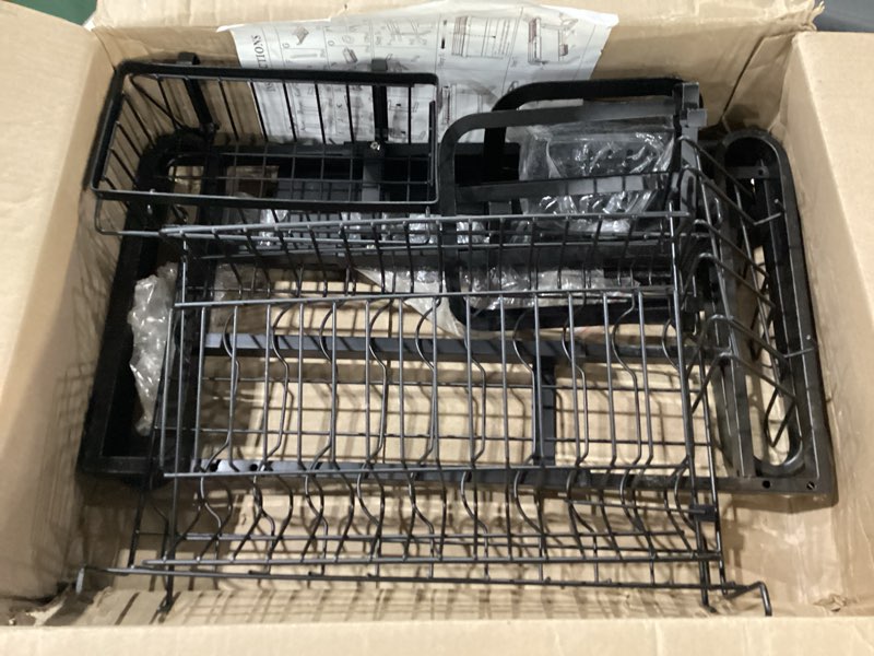 Over The Sink Dish Drying Rack, 2 Tier Adjustable Length (18.9" to 33.5") Sturdy Kitchen Counter Dis