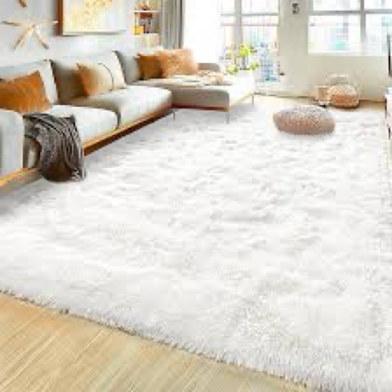 YOBATH Fluffy 5x7 Shag Area Rugs for Bedroom Living Room, Soft Fuzzy Shaggy Carpet Rugs for Girls Boys Kids Indoor Floor Nursery Home Decor, Tie-Dyed Beige 5' x 7' (Rectangular) white 