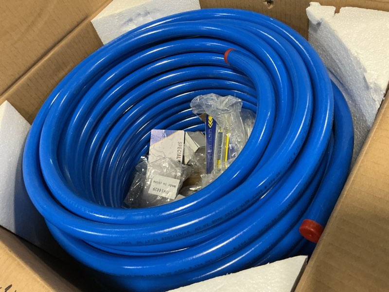 Condition photo showing Good Condition for compressed air piping system with 3/4 inch id x 200 feet 5-way multi-outlet aluminum manifolds with individual pressure gauge hdpe tubing shop air line kit, air compressor line kit | 200 psi | 9120g 200ft