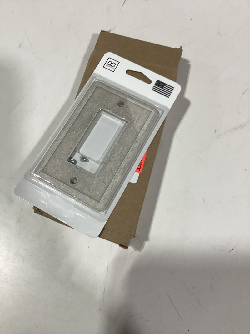 Condition photo showing Good Condition for similar itemQuestech Light Switch Cover, Single Rocker Wall Plate for Electrical Outlets, 1-Gang Single Decorator GFCI Switch Plate Standard Size, Decorative Bevel Edge, Bright White Polished Bright White Polished Single Decorator GFCI