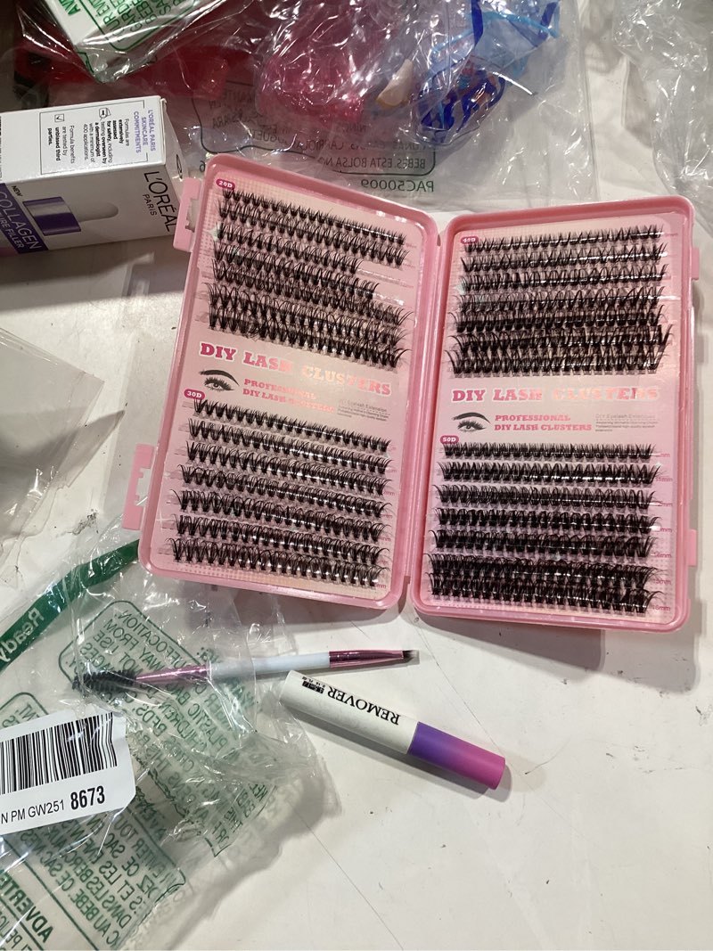 Condition photo showing Good Condition for lash clusters kit, 560 pcs eyelashes clusters kit 9-16mm individual lash extension kit d curl fluffy wispy false eyelashes (20d+30d+40d+50d, lash clusters kit) 20d+30d+40d+50d lash 9-16mm lash clusters kit
