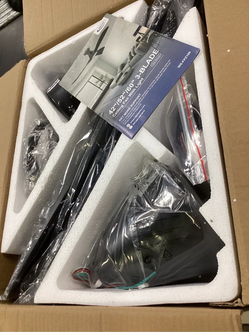 Condition photo showing New/Like New for Depuley 2 Pack Ceiling Fans with Lights: 42-Inch Black Flush Mount Low Profile Ceiling Fan for Bedroom Living Room - 3 Blades Dimmable Indoor Outdoor Fans with Remote APP Control Ultra Quiet DC Motor Black* 2 PACKS 42-Inch