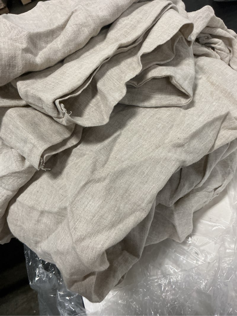 Condition photo showing As Is for european linen chambray deluxe bedding bundle, queen, natural