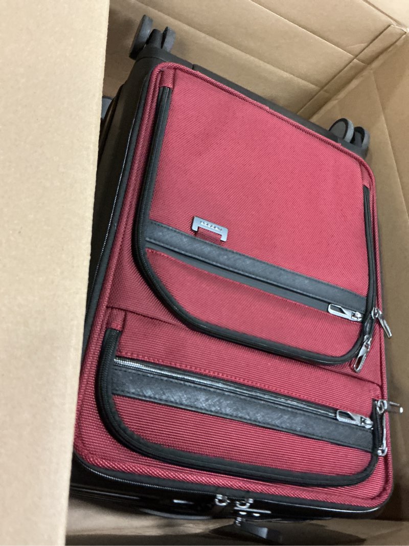 Condition photo showing New/Like New for kroser hardside expandable carry on luggage 22x14x9 airline approved with front business pockets, 20 inch suitcases with wheels, carry on suitcase with tsa lock & usb port, black-dark red black/dark red