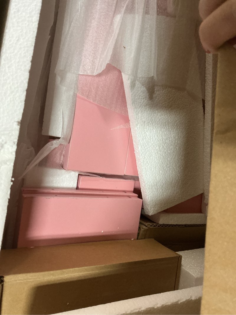 Condition photo showing Good Condition for Uforic Makeup Vanity Desk with Mirror & Lights, Vanity Desk with 4 Drawers & Storage Shelves - Pink