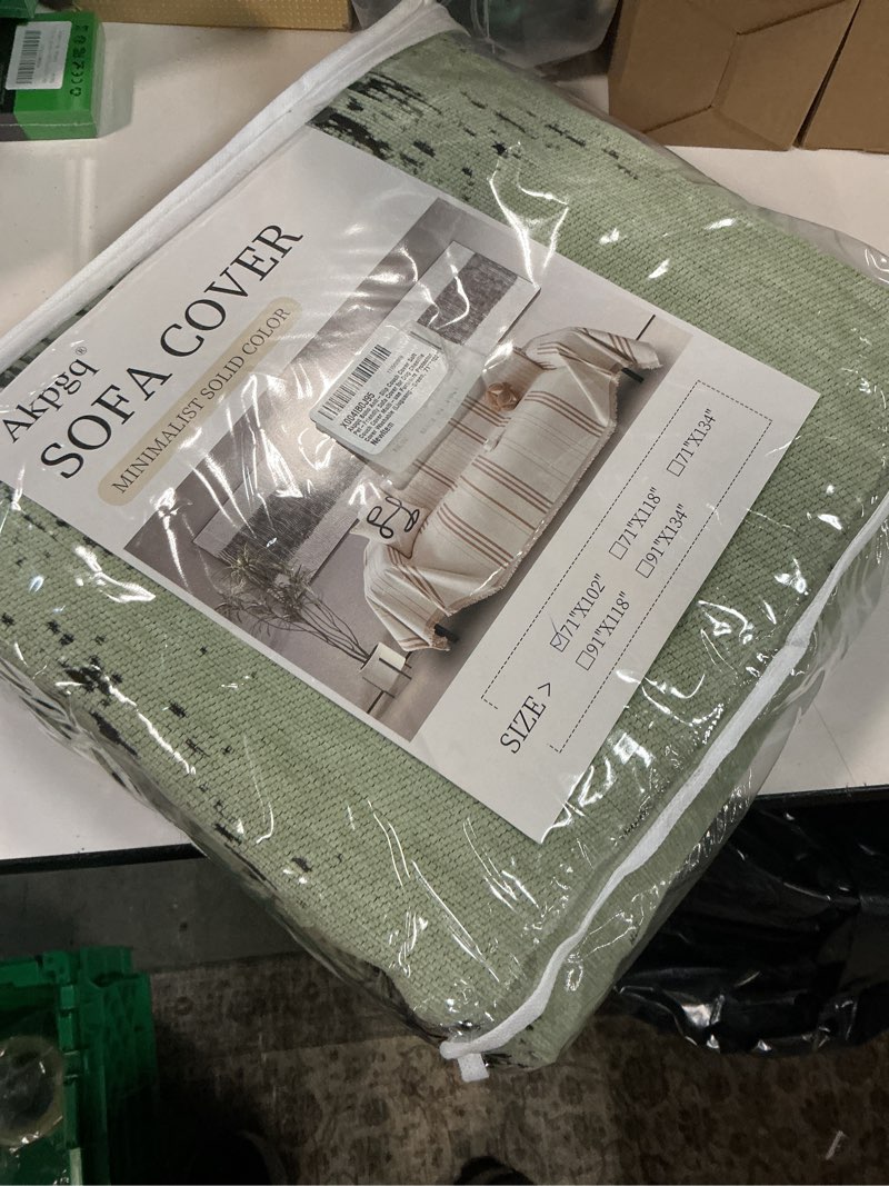 Condition photo showing New/Like New for boho anti-slip couch cover soft pet-friendly sofa cover for dog chenille couch cover multi-use furniture protector cover washable (liuguang-green, 71\"*102\") liuguang-green 71\"*102\"