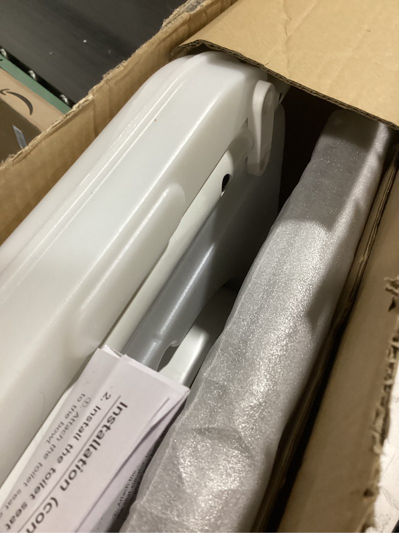 Condition photo showing Good Condition for R&T 2" Toilet Seat Riser with Handles – Comfortable Raised Toilet Seat for Seniors, Fits for Elongated Toilets, Elevated Seat with Soft Grey Padded Arms for Bathroom Gray