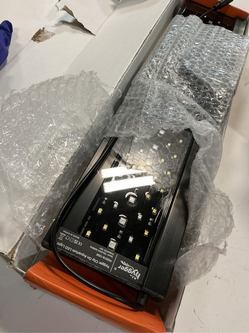 Condition photo showing Good Condition for hygger clip on full spectrum aquarium led light, 18w day-night dual timer sunrise-day-sunset-moon fish tank light, adjustable timer brightness with 9 colors for planted tank 18w for 19~25inch long tank