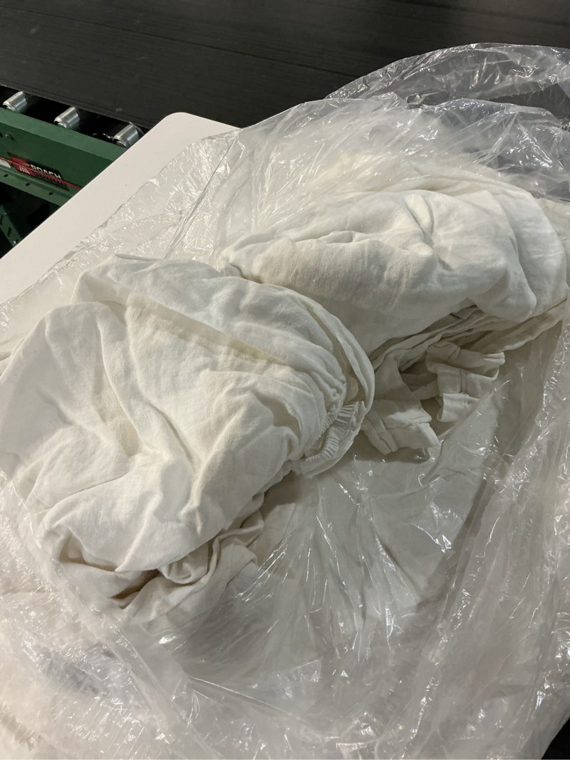 Condition photo showing As Is for european linen sheet set, king, white
