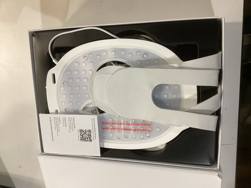 Condition photo showing Good Condition for Red Light Therapy Mask for Face and Neck, 7 Colors with NIR Led Face Mask Light Therapy with Eye Protection and Remote, Rechargeable Ergonomic Design for True Anti-Aging Skincare at Home White