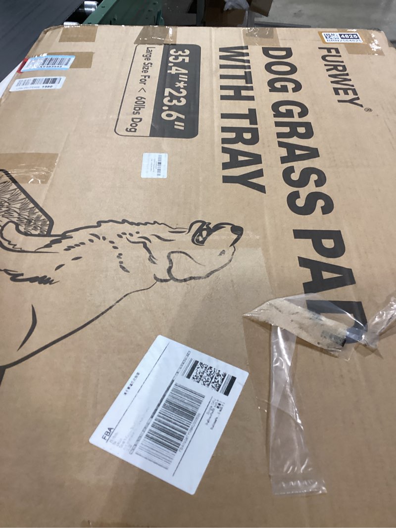 Condition photo showing Good Condition for FURWAY Dog Grass Pad with Tray Artificial Grass Puppy Pee Pad for Dogs, Reusable 4-Layer Training Potty Pad with Tray, Quick Absorbent Indoor & Outdoor Portable Dog Patio Potty ( 35.4"x23.6")