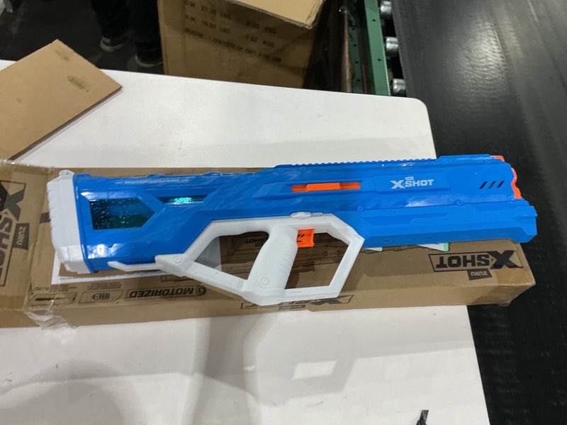 Condition photo showing As Is for XSHOT Water Hydra Pulse Motor Soaker by ZURU, Motorized Blaster Watergun, Water Blaster, Water Toys, Fills with Water in just 1 Second, Rechargeable Battery (Blue)