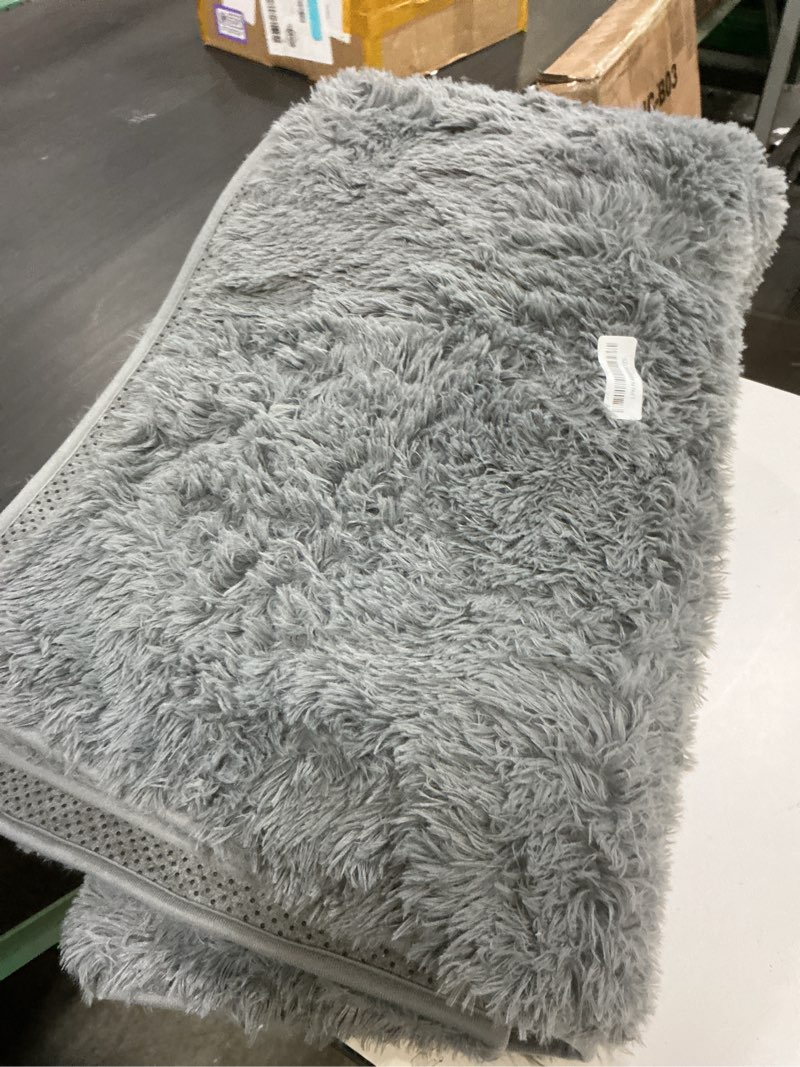Condition photo showing As Is for Amdrebio Grey Modern Fluffy Living Room Rugs,5x8 Rug,Furry Area Rug for Bedroom,Shaggy Indoor Rug for Kids Room,Plush Fuzzy Rug for Living Room Decor,Soft Farmhouse Carpet for Home Office Playroom 5' x 8' (Rectangular) Grey