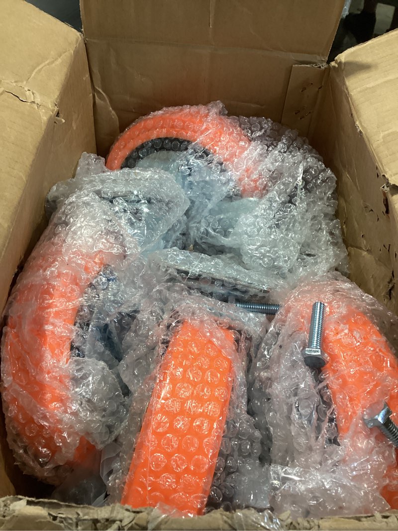 Condition photo showing Good Condition for 8 inch heavy duty casters - industrial casters with upgraded thickened bracket set of 4, polyurethane wheel capacity up to 6000 lbs, swivel caster for workbench, platform truck(4 brake) 8 inch 4 brake