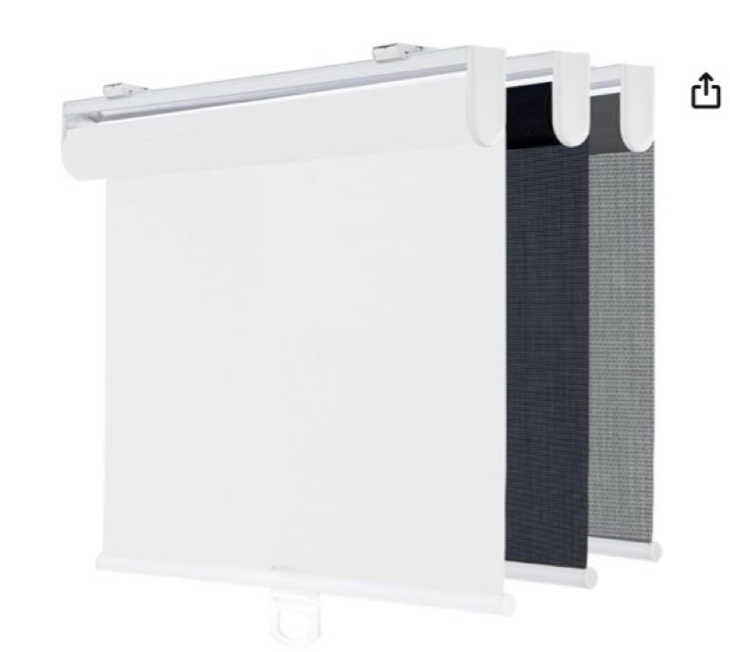 Cordless Roller Shades for Windows,Light Filtering Pull Down Blinds,Solar Screen Door Blinds,Flame Retardant UV Protection Fabric for Home Office (14" W x 72" H,Solar White)