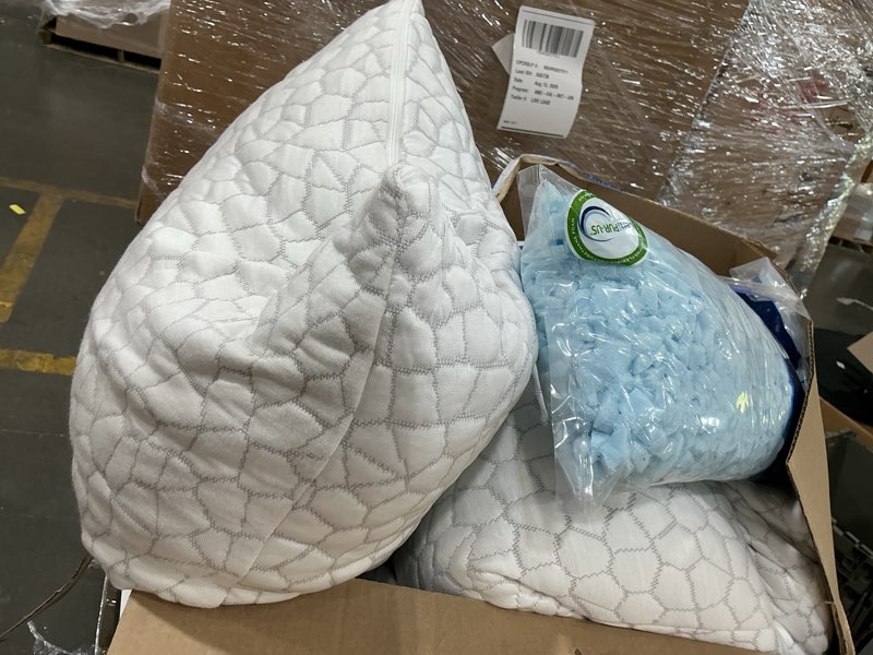 Condition photo showing Good Condition for qutool cooling pillow for sleeping, certipur-us shredded memory foam queen pillows set of 2, cool pillow for hot sleepers adjustable firm pillow for side, back, stomach sleepers soft yet support,white white-cooling basic queen(pack of 2)