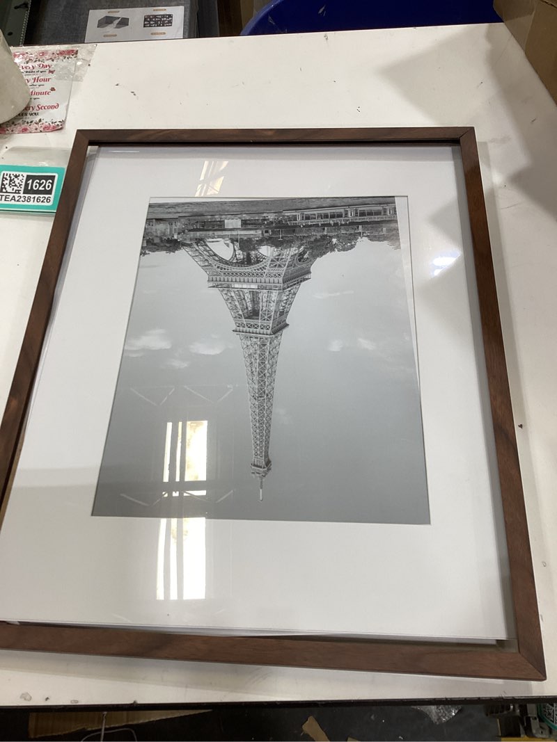 Condition photo showing As Is for upsimples 16x20 Picture Frame, Display Pictures 11x14 with Mat or 16 x 20 Without, Wall Hanging Poster Frame, Brown, 1 Pack Brown 16x20