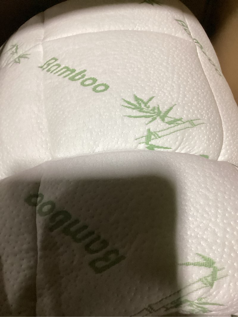 Condition photo showing As Is for Ultra Soft King Size Mattress Topper - Viscose Made from Bamboo Pillow Top Mattress Pad for Back Pain Relief - Naturally Cooling for Hot Sleepers, Green Green King