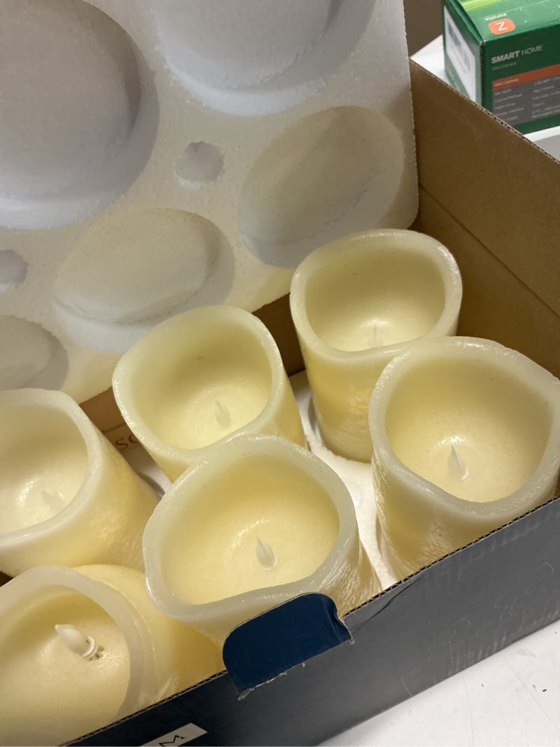 Condition photo showing Good Condition for h-blossom flickering flameless candles battery operated real wax pillar candles led candles with 10 key remote control cycling timer set of 6 (3" x 5" remote)