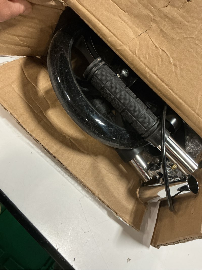 Condition photo showing As Is for scooters for kids 8-12, teens & adults - lightweight, foldable, 8-inch big wheels, hand brake & bell, 4 adjustable height levels, 240 lbs max load, perfect for school, campus and park rides black